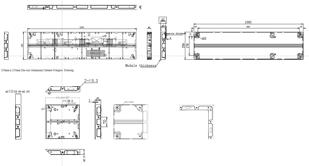 iSlim 250×250mm 45° 機構図面